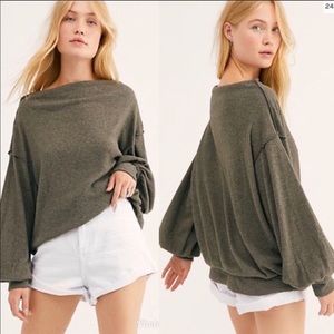 Free People Main Squeeze Hacci Top in Green